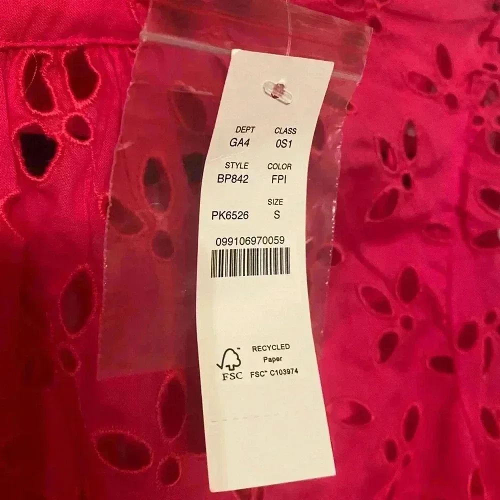 NWT J. Crew fully lined hot pink eyelet ruffled neck dress - Picture 14 of 16